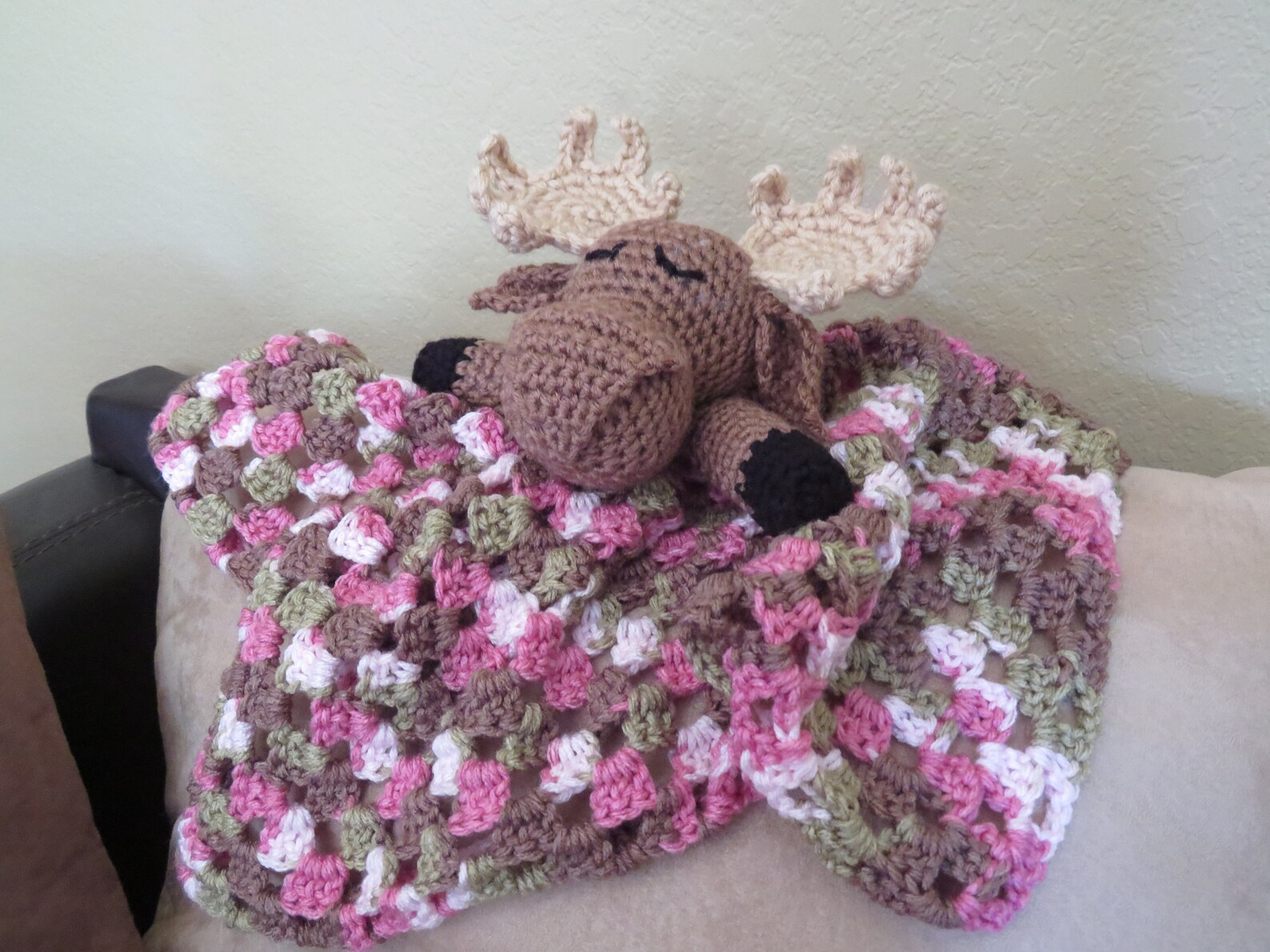 Moose lovey crochet pattern amigurumi head baby blanket Etsy