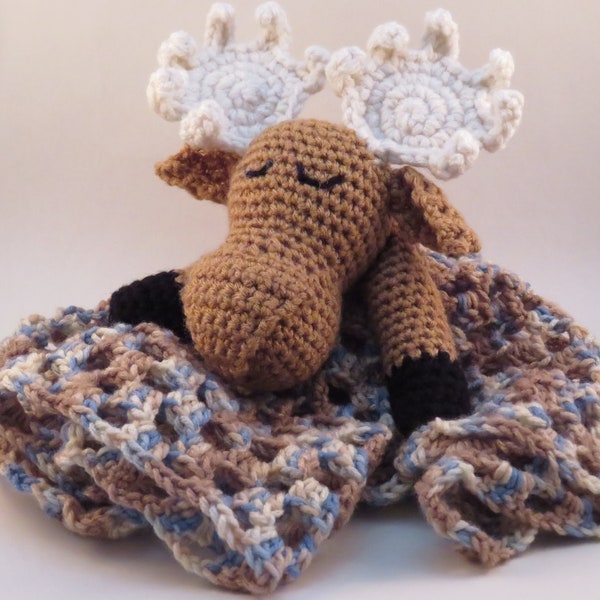 Moose lovey crochet pattern, amigurumi head, baby blanket, baby shower gift, granny stitch, amigurumipattern blanket, lovey, floppy e