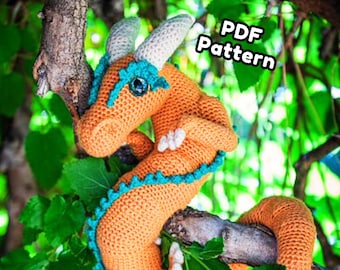 Chinese Dragon Crochet Pattern, Amigurumi Easy PDF