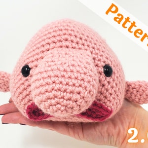 Blob Fish Amigurumi Crochet Pattern, printable pdf