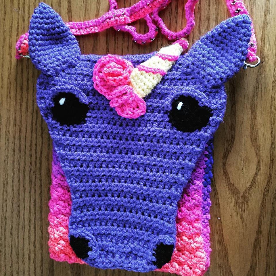 Unicorn purse crochet pattern crossbody bag unicorn satchel Etsy