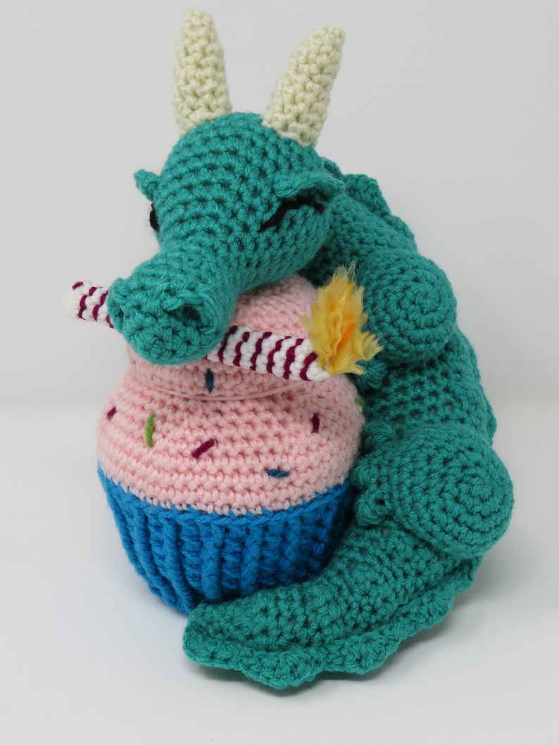 Dragon crochet pattern, Cupcake Dragon, birthday, printable pdf image 5