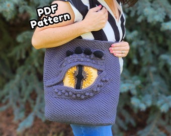 Dragon Eye Tote Bag Crochet Pattern • Fantasy Shoulder Bag PDF • Unique Geeky Accessory Halloween