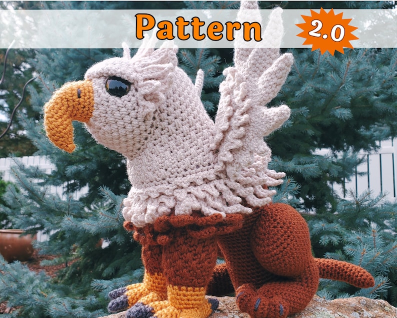 Gryphon Crochet Pattern, Griffin Amigurumi, Anduin, printable pdf image 1