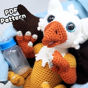 Padrão de crochê para grifo recém-nascido, amigurumi de bebê grifo em PDF