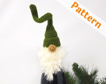 Corkscrew Gnome Bottle Topper Crochet Pattern, printable pdf