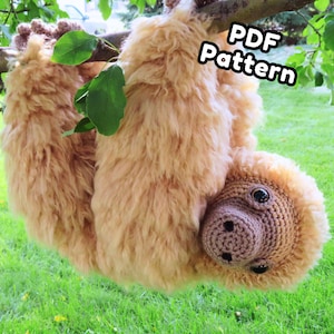 Large Sloth amigurumi crochet pattern 2.0, Amelia, printable pdf image 1