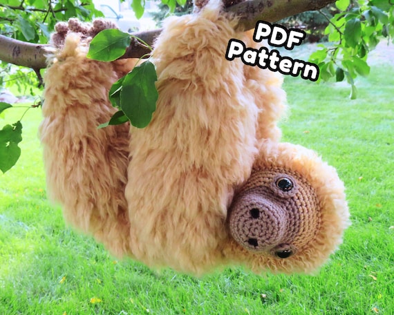 Large Sloth amigurumi crochet pattern 2.0, Amelia, printable pdf