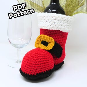 Santa Wine Bottle Boot Crochet Pattern, Ho-Ho Merlot | Christmas Decor PDF