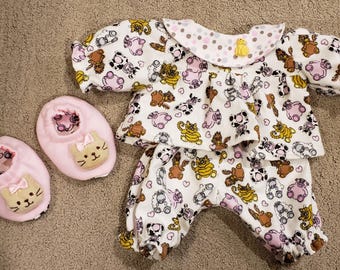 New Handmade 16" CPK Cabbage Patch Girl Girl's Girls Doll Clothes Outfit Pajamas PJ'S and Slippers Farm Animals