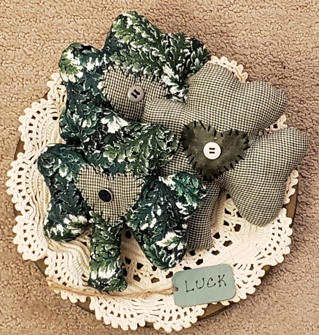 NEW Handmade Set of 3 Primitive Fabric SHAMROCKS CLOVERS Ornies Bowl ...