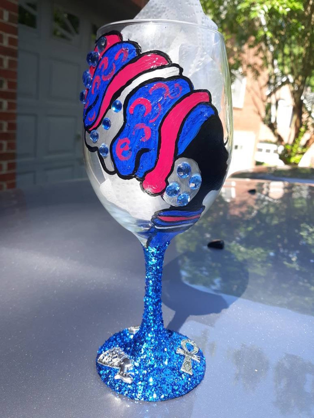 Goddess Wine Glasses, African Wine Glass, Afrocentric Glass, Painted