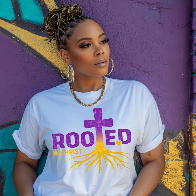 Rooted in Christ PNG, Christian Cross Roots Design, Faith Based Shirt ...