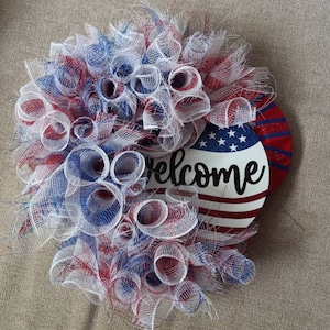Patriotic Wreath, Heart Shaped Wreath, USA Wreath, Holiday Wreath, Red White and Blue Wreath, White and Blue Wreath, Military Door Decor