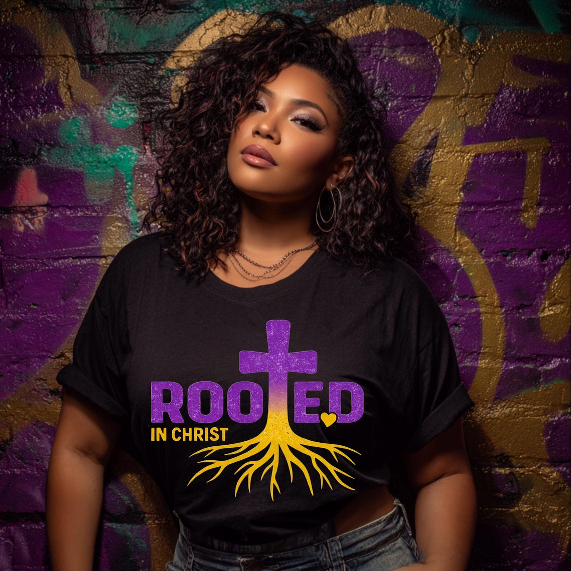 Rooted in Christ PNG, Christian Cross Roots Design, Faith Based Shirt ...