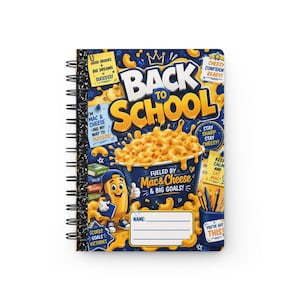 Notitieboekje met macaroni-thema, Mac and Cheese-notitieboekje, Schoolschrift, Schoolnotitieboekje, Boek met macaroni-thema, Gepersonaliseerd notitieboekje