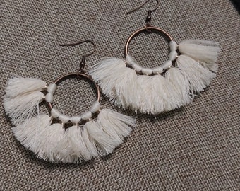 Thread tassel Earrings, Tassel Earrings, Bohemian Earrings, Afro Jewelry, Natural Hair Earrings, Thread  Earrings, Hoop Earrings