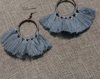 Thread tassel Earrings, Tassel Earrings, Bohemian Earrings, Afro Jewelry, Natural Hair Earrings, Thread  Earrings, Hoop Earrings