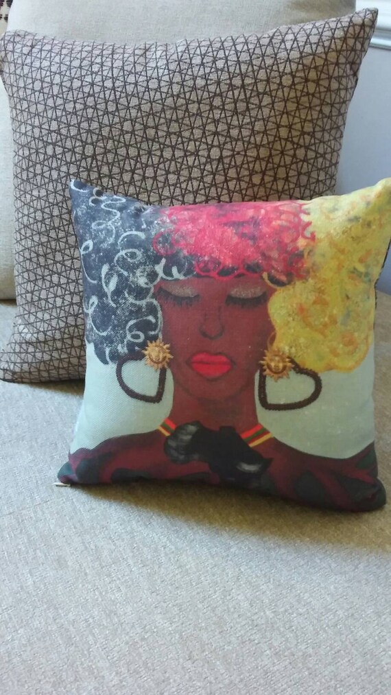 Mother Earth Africa Pillow Afro Lady Africa Pillow Etsy