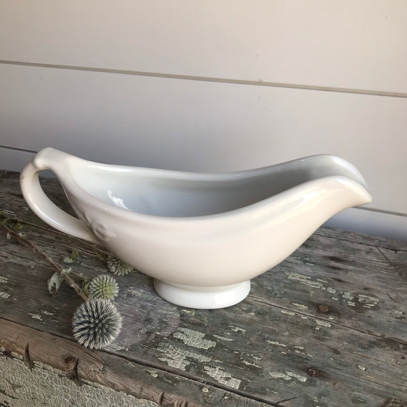 Vintage White Ironstone Gravy Boat by Hall/ Cable and Ring Etsy