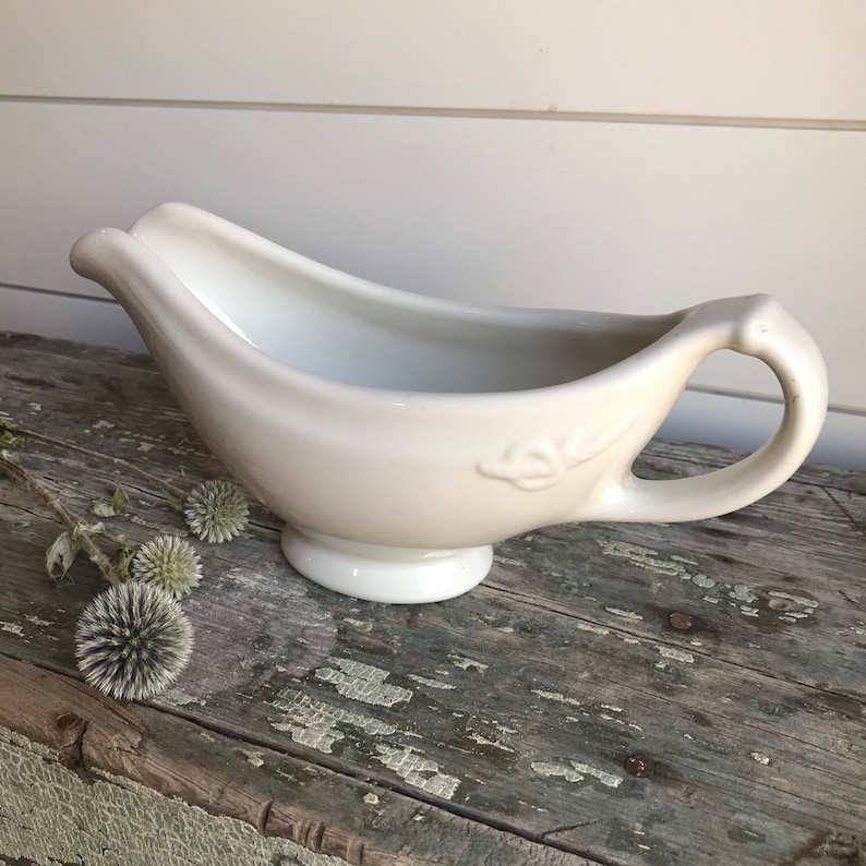 Vintage White Ironstone Gravy Boat by Hall/ Cable and Ring Etsy
