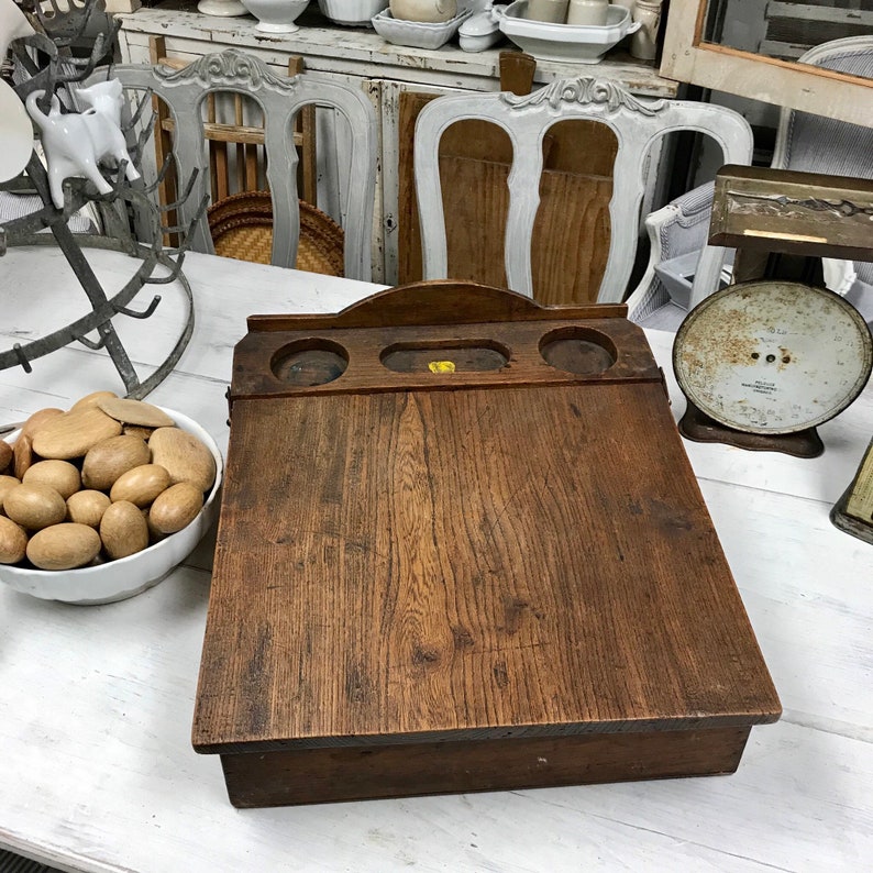 Antique Wood Table Top Desk Found In France Office Storage Primitive Modern Farmhouse