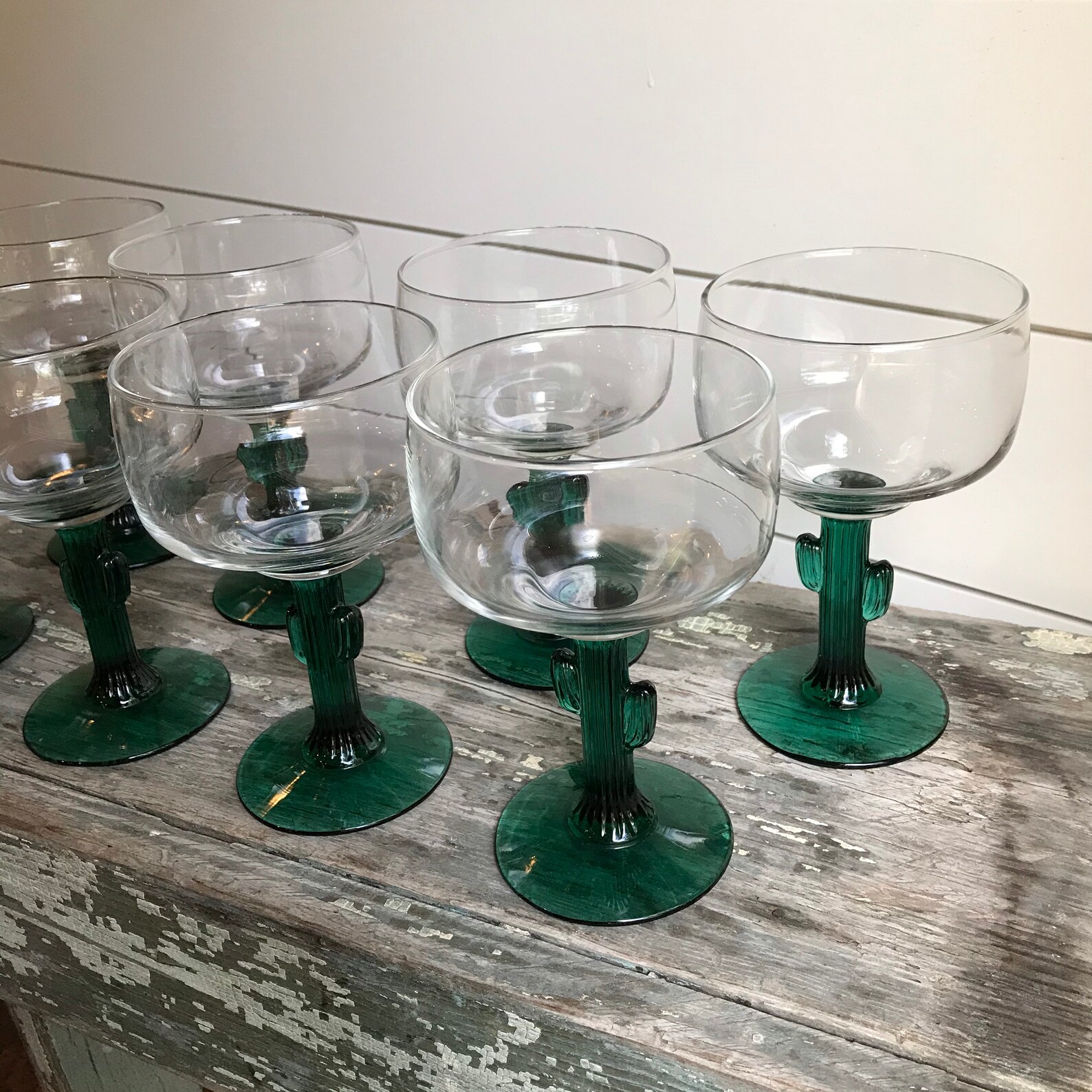 Vintage Cactus Margarita Glasses by Libbey/ Set of 8/ Texas Etsy