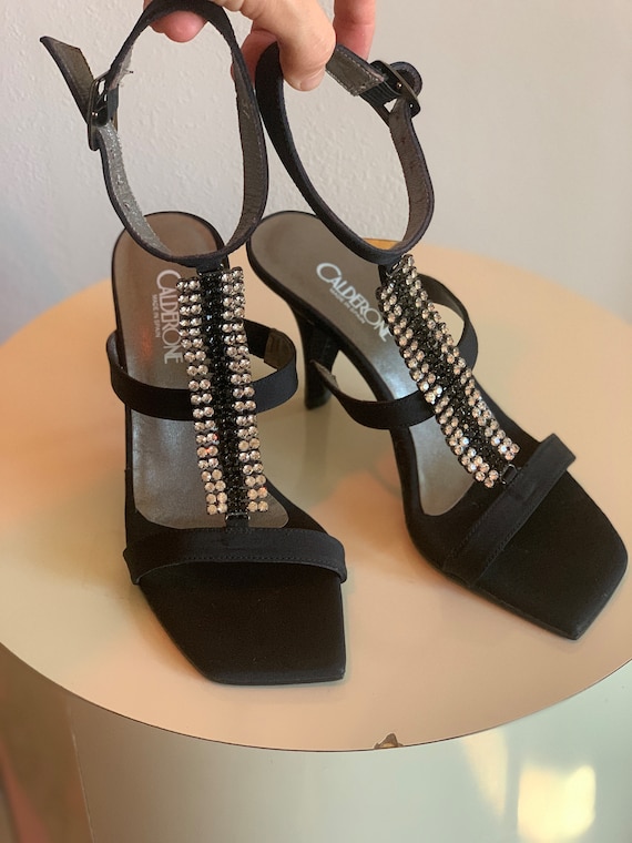 Rhinestone embellished heeled sandal