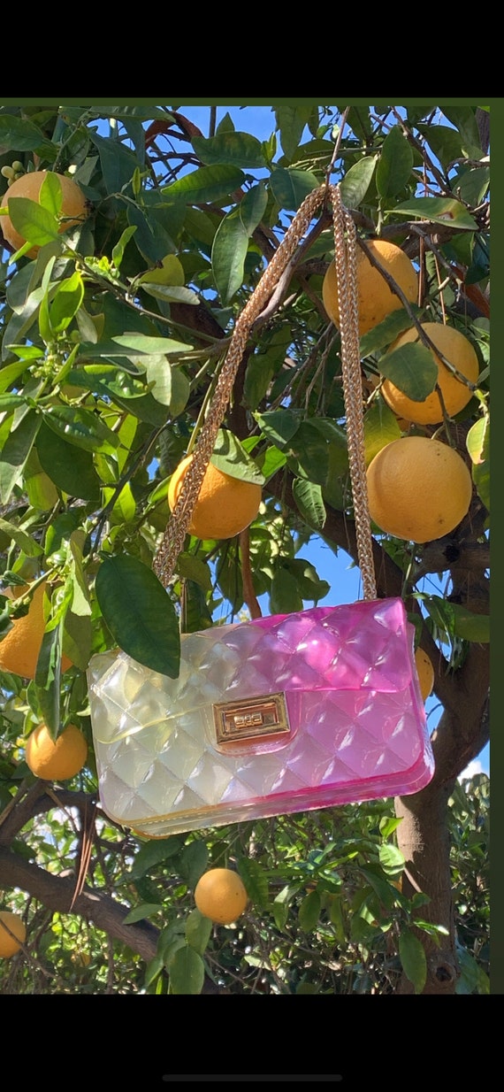 Jelly quilted Chanel lookalike purse bag pink yellow - Gem