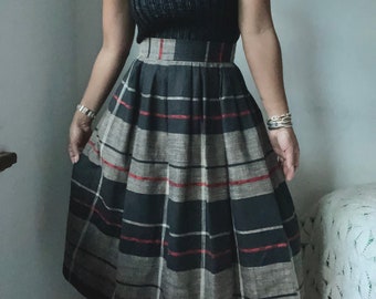 vintage tartan plaid high waisted pleated skirt