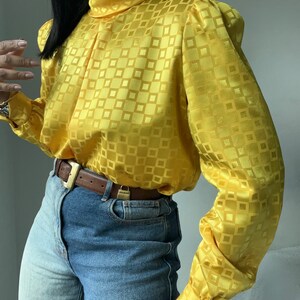 vintage collared pleated puff sleeve blouse image 4