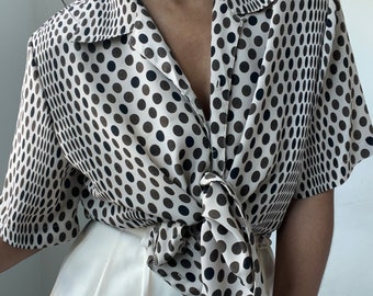 vintage abstract dot print blouse