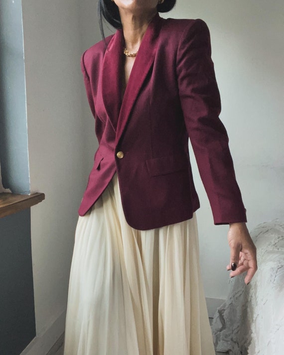 vintage wool burgundy velvet trim blazer