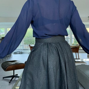 vintage full sweep yoke waist high waisted wool skirt image 5