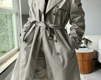 vintage classic double breasted khaki lined heavier oversized trench coat