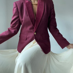 vintage wool burgundy velvet trim blazer image 4