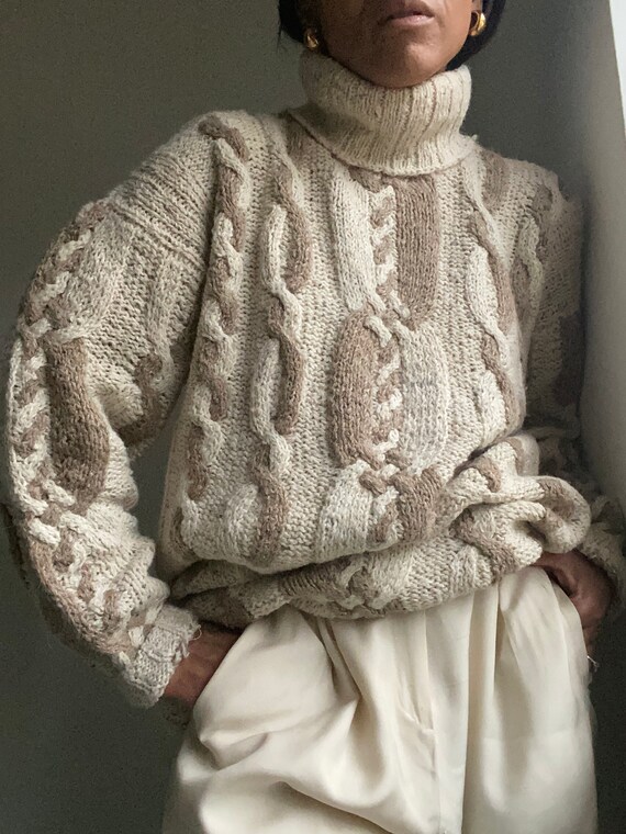 vintage slouchy oversized hand knit textured cott