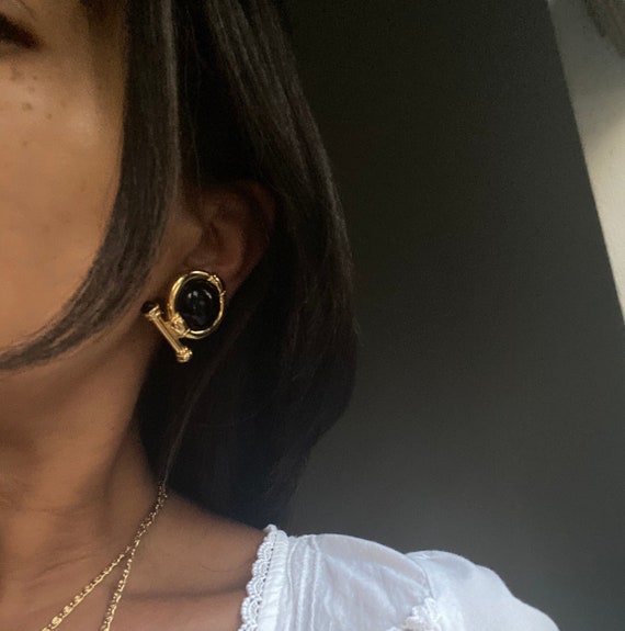 Stud Earrings Vintage Earrings Hoops Earrings Gold Earrings Minimalist Spiral Stripe Gold Pierced Earrings Vintage Jewelry