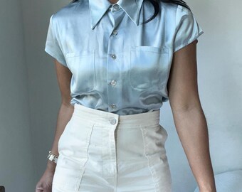 vintage spring summer button down blouse