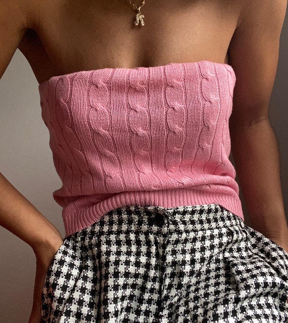 vintage Y2K silk cashmere strapless knit