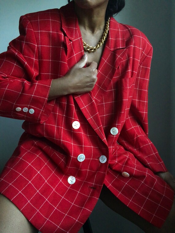 vintage oversized double breasted grid windowpane