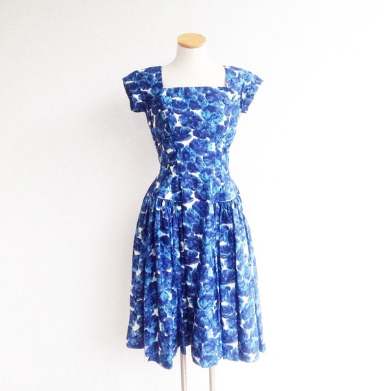 the 1950s abstract floral party dress . vintage 1… - image 5