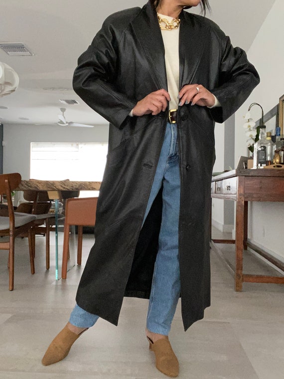 vintage 90s leather boyfriend cut minimal coat ja