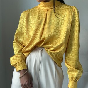 vintage collared pleated puff sleeve blouse image 7