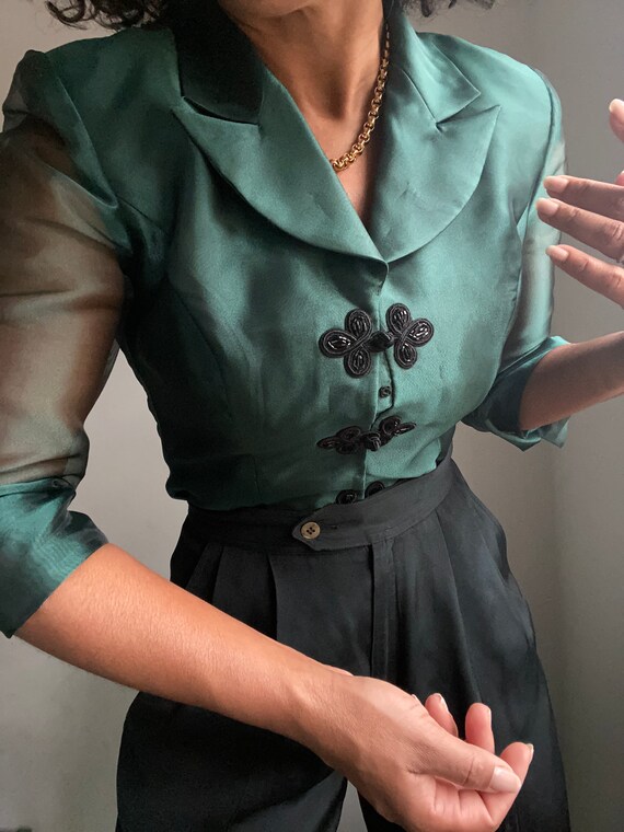 vintage sheer organza contrast evening statement f