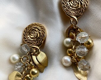 Boucles d'oreilles vintage rares et rares à breloques lustre