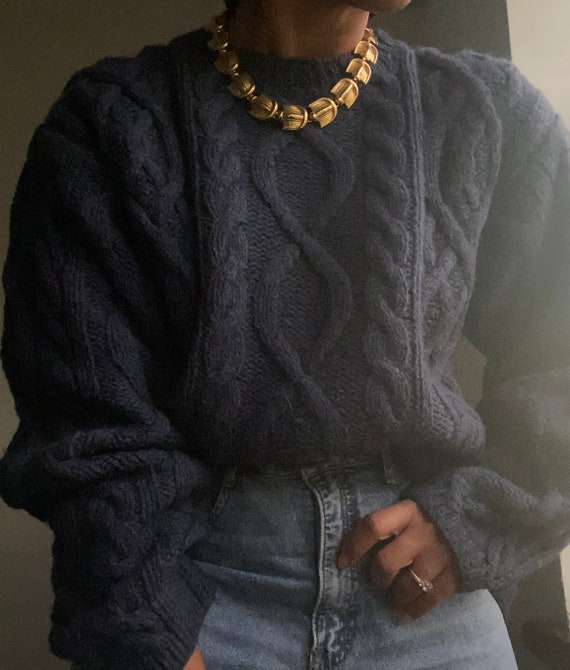 vintage thick essential hand knit wool fisherman p