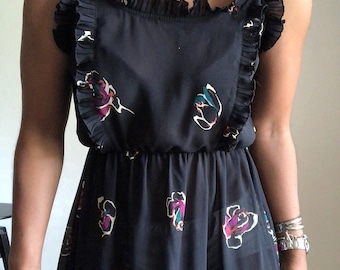vintage micro pleat ruffle spring sheer sundress s