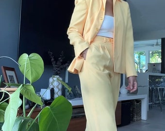 vintage 2 pc 90s era yellow suit