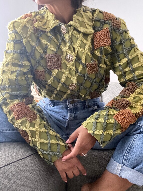 vintage boxy chenille cotton textured jacket